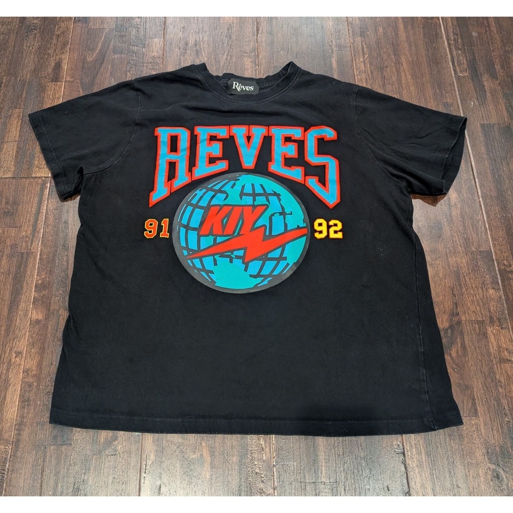 Reves KIY '91‎ '92 Members Only Short Sleeve 2XL Black T-Shirt Streetwear Boxy